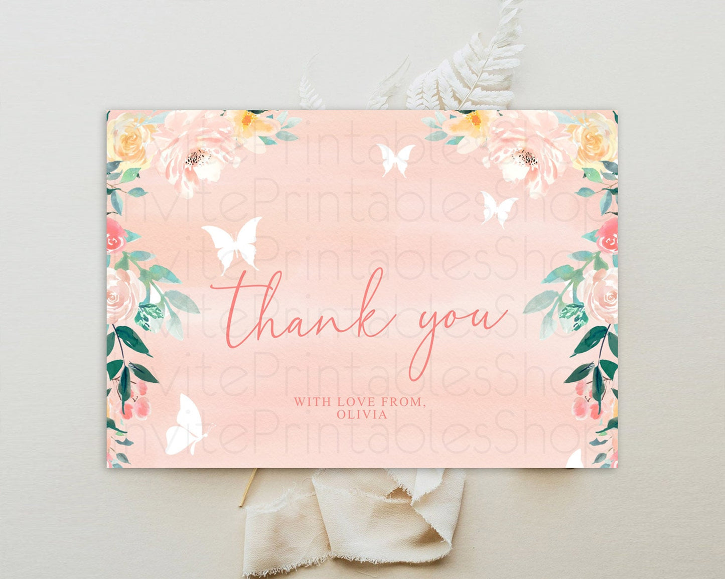 Secret Garden Thank You Wildflower Thank You Card Pastel Flower Garden Birthday Thank You Card Boho Floral Teacher Thank You Card D10245