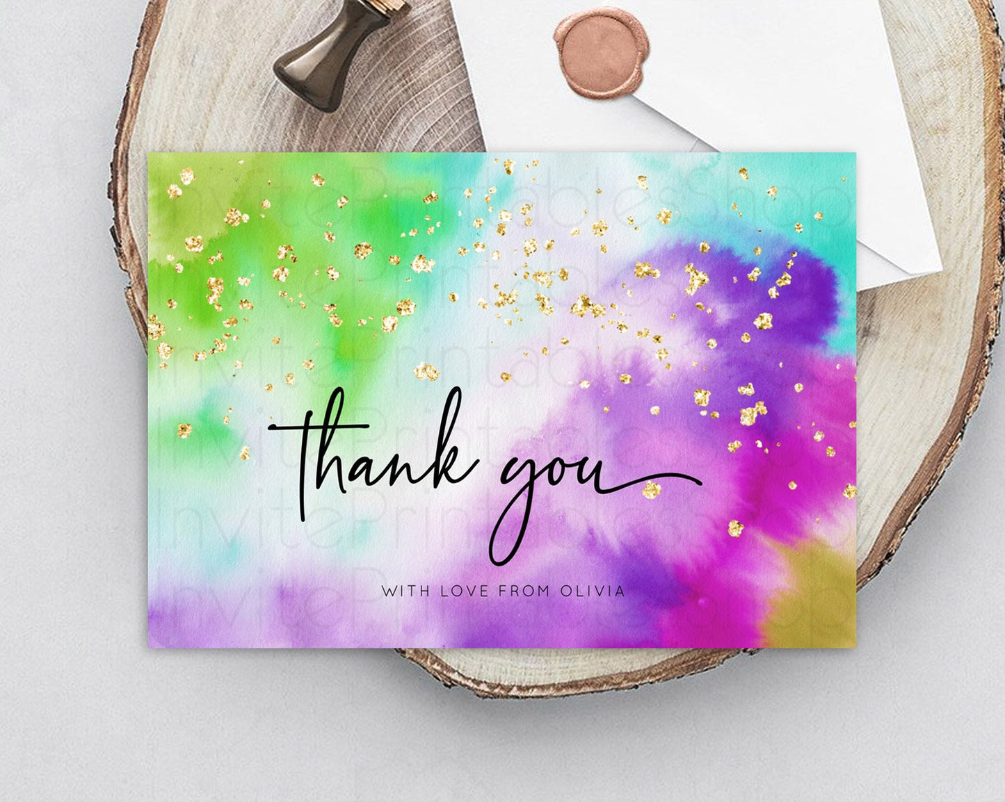 Tie Dye Thank You Rainbow Tie Dye Thank You Card Pastel Birthday Thank You Colorful Pastel Cards Rainbow Teacher Thank You Card D10536