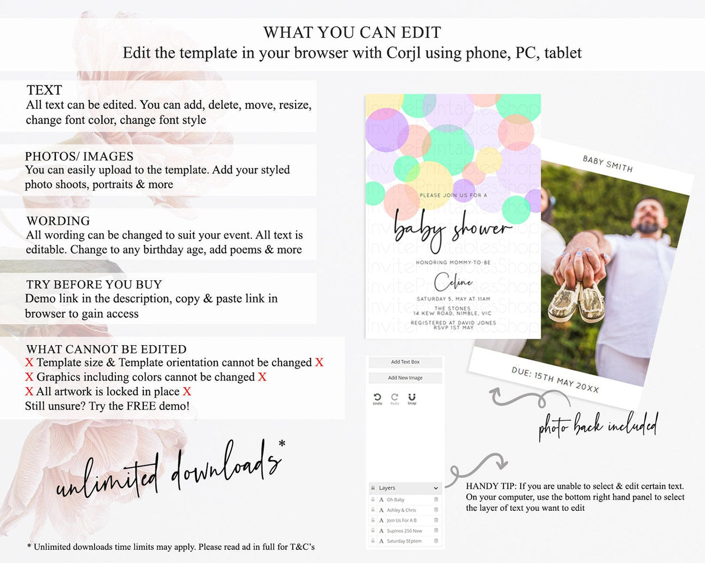 Pastel Rainbow Baby Shower Invitation Pastel Confetti Invitation Sprinkles Bubbles Invitation Colorful Rainbow Confetti Theme D10380