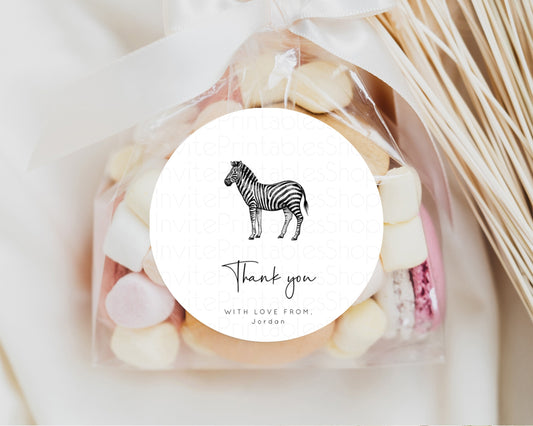 Zebra Tags Zebra Favor Tags Zebra Gift Tag Lolly Bag Tag Loot Bag Tag Bonbonniere Tags Thank You Tag White Tag Zoo Party 1.97 x 1.97 256