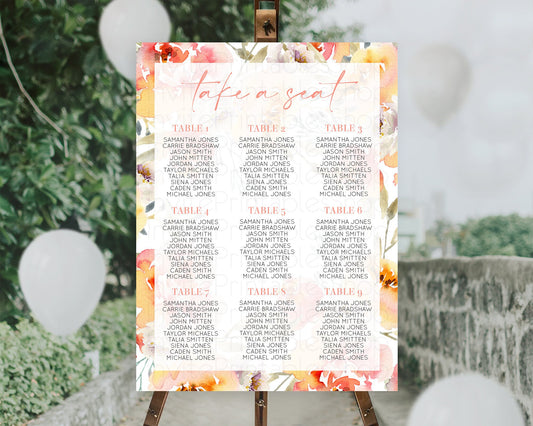 Editable Secret Garden Seating Chart Wildflower Seating Chart Pastel Flowers