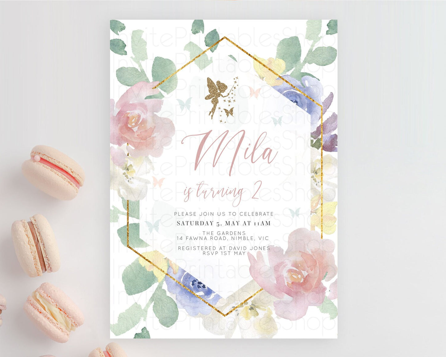Fairy Birthday Invitation Fairy Invites Fairy Tea Party Fairy Garden Birthday Secret Garden Enchanted Garden Pastel Floral Butterfly D10294