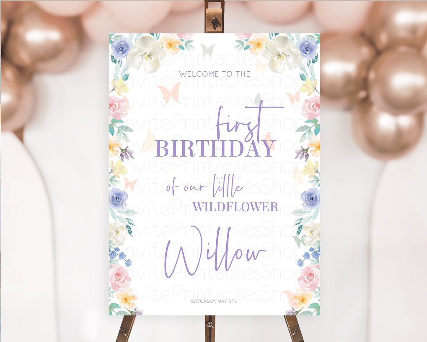 Secret Garden Welcome Sign Wildflower Welcome Board Pastel Flower Garden Welcome Poster Boho Wildflower First Birthday Welcome Sign D10710