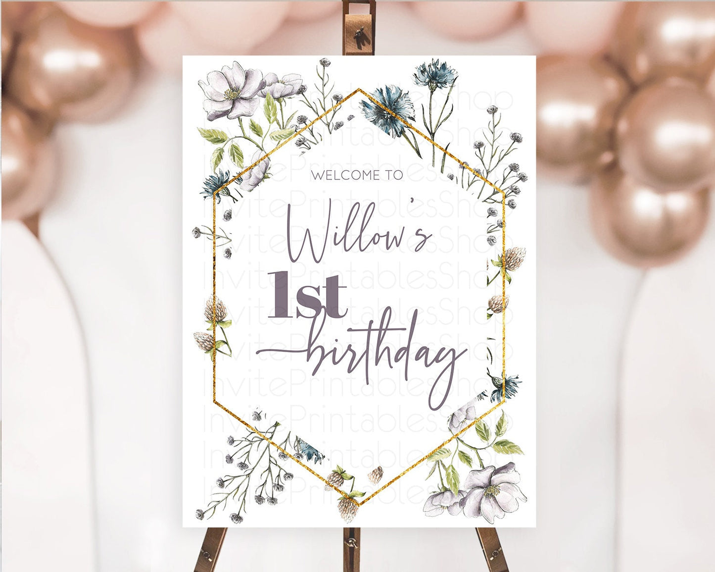 Secret Garden Welcome Sign Wildflower Welcome Board Pastel Flower Garden Welcome Poster Boho Wildflower First Birthday Welcome Sign D11002