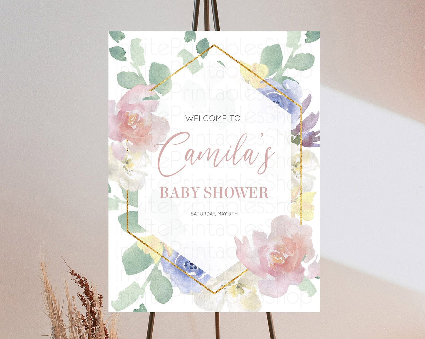 Secret Garden Baby Shower Welcome Sign Wildflower Welcome Board Pastel Flower Garden Welcome Poster Boho Wildflower Welcome Sign D10254