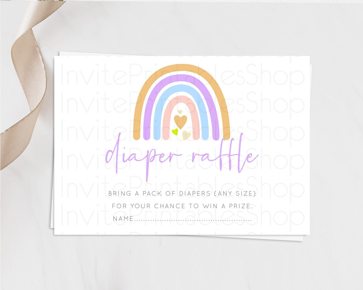Pastel Rainbow Diaper Raffle Card Boho Rainbow Diaper Insert Boho Rainbow Diaper Ticket Pastel Watercolor Baby Shower Raffle Game D10238