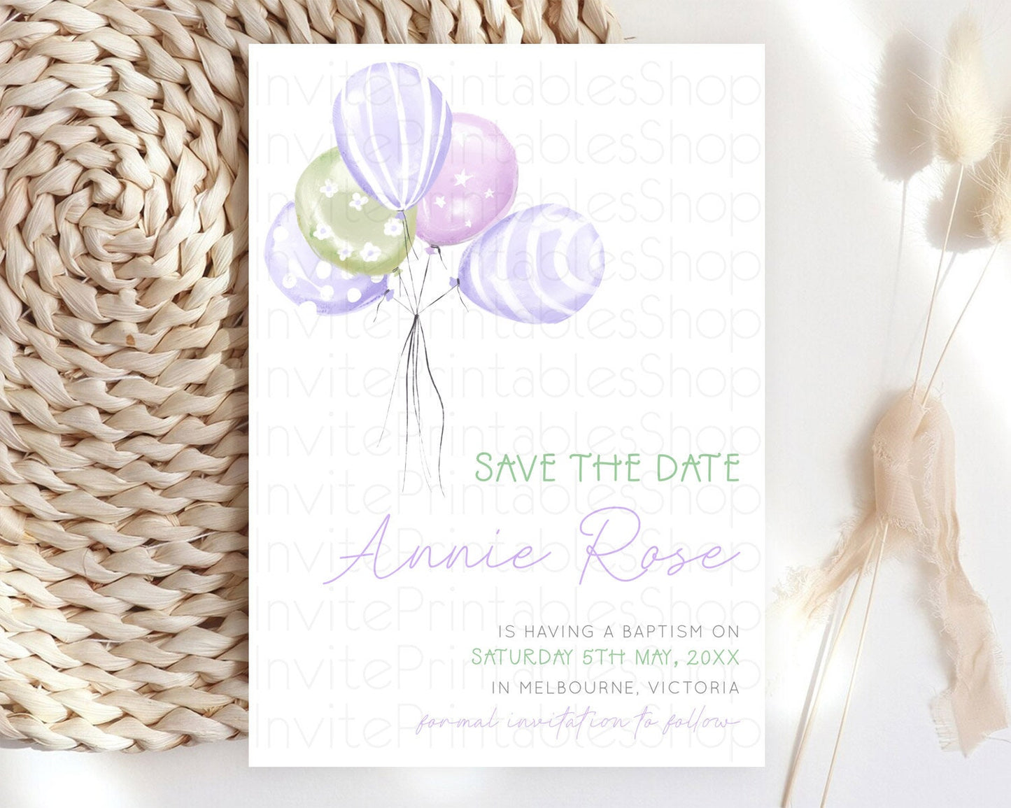 Pastel Balloons Save The Date Rainbow Confetti Balloon Party Colorful Balloon Save The Date Template Birthday Baby Shower Baptism D23103