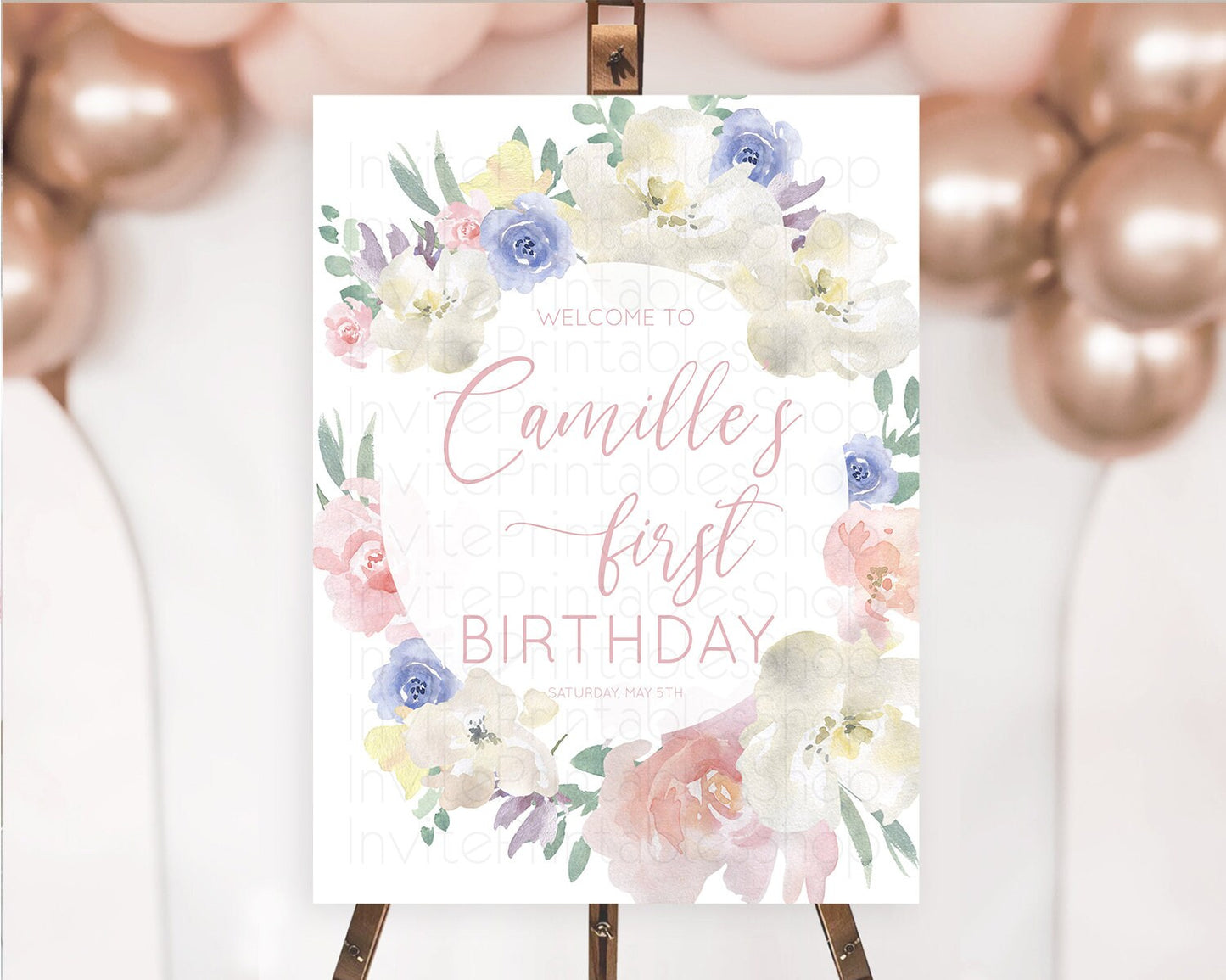 Secret Garden Welcome Sign Wildflower Welcome Board Pastel Flower Garden Welcome Poster Boho Wildflower First Birthday Welcome Sign D10841