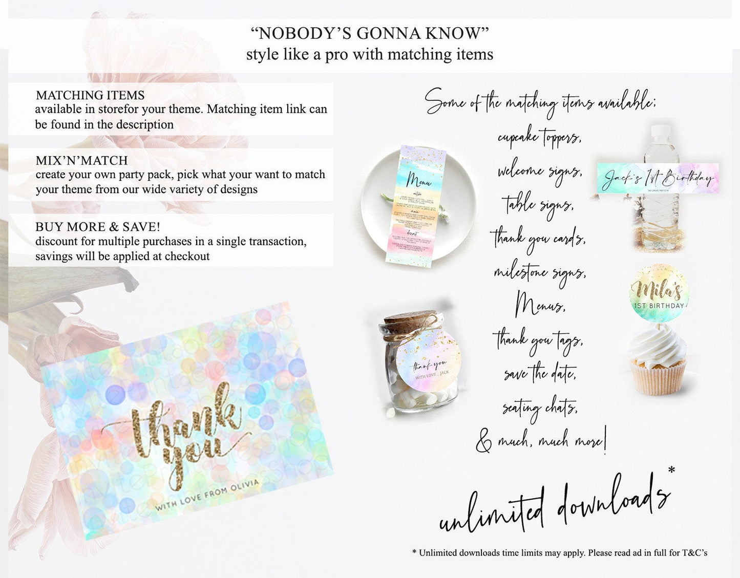 Pastel Thank You Bubbles Thank You Card Bubble Bath Birthday Thank You Card Rainbow Pastel Colorful Confetti Teacher Thank You Cards D10447