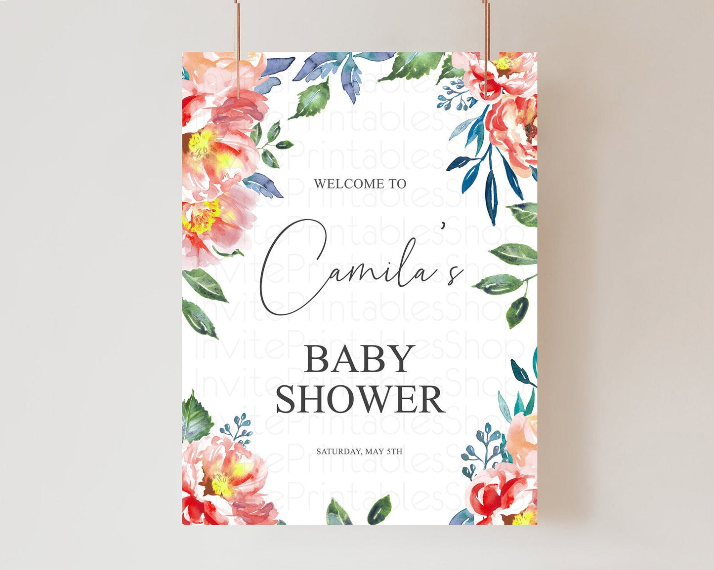 Secret Garden Baby Shower Welcome Sign Wildflower Welcome Board Pastel Flower Garden Welcome Poster Boho Wildflower Welcome Sign D10751