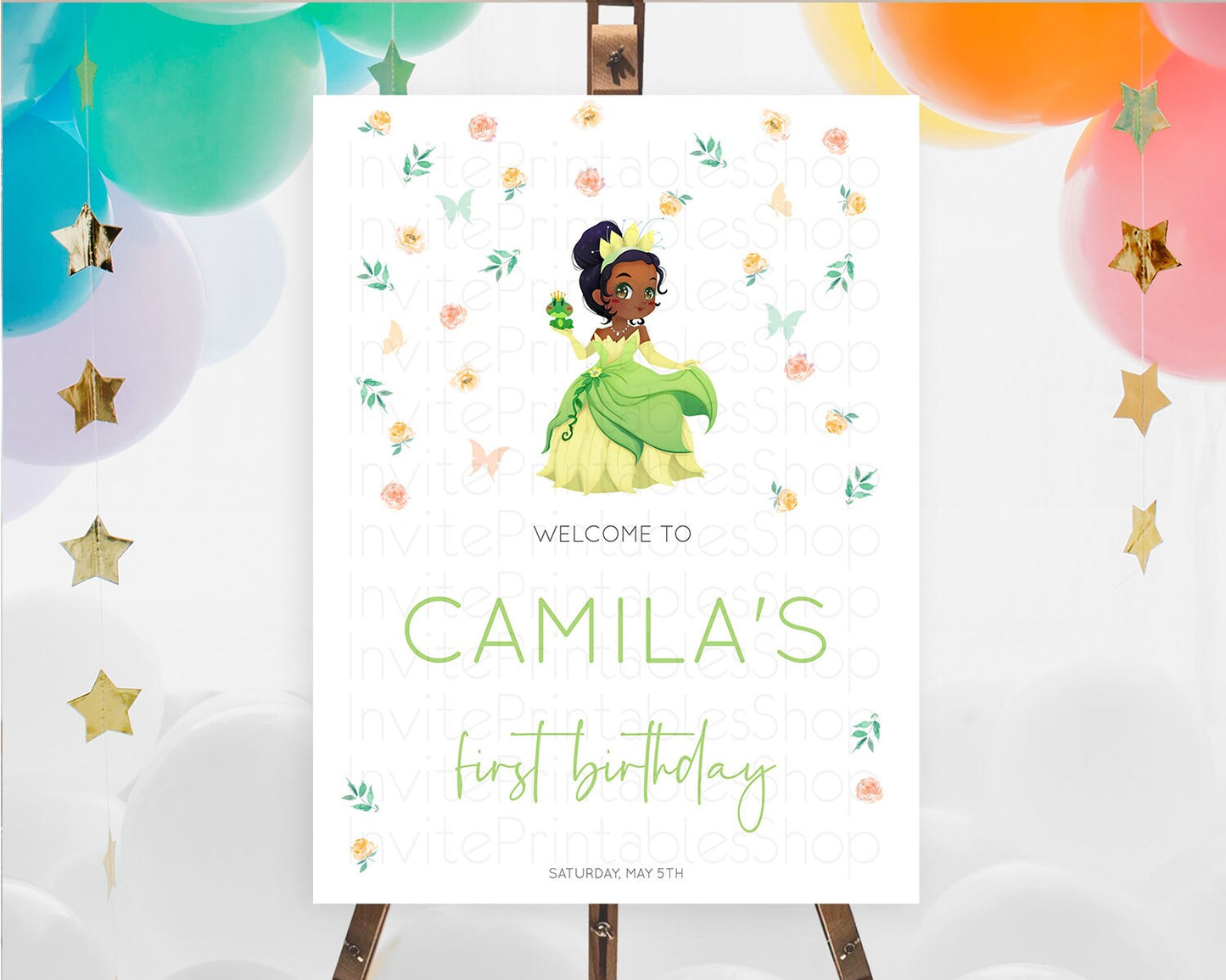 Princess Birthday Welcome Sign Castle Welcome Board Secret Garden Enchanted Castle Pastel Floral Garden First Birthday Welcome Sign D10358