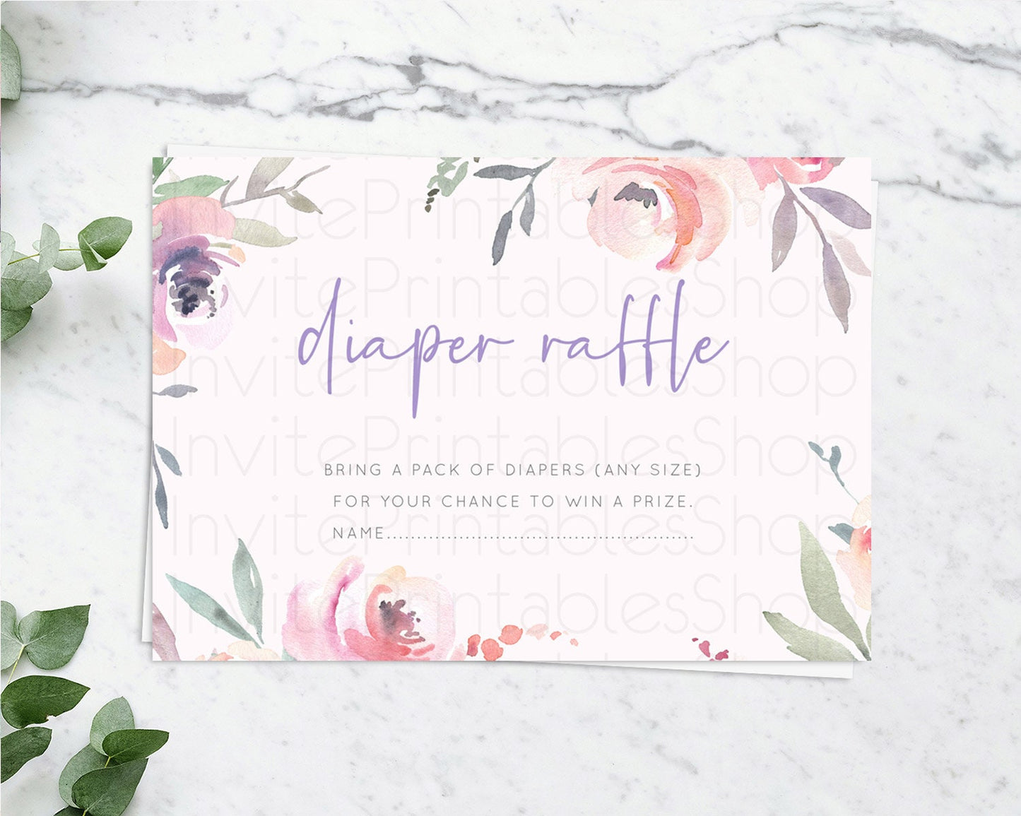 Secret Garden Diaper Raffle Card Boho Wildflower Diaper Raffle Insert Pastel Flower Garden Baby Shower Card Flower Raffle Game D10198