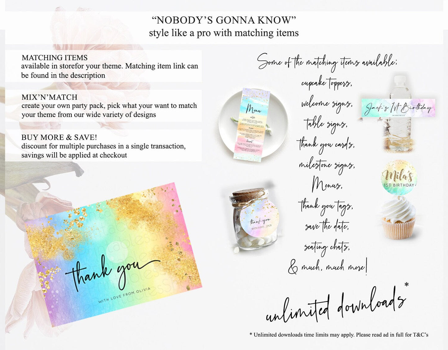 Pastel Thank You Rainbow Thank You Card Colorful Pastel Birthday Thank You Card Confetti Watercolor Pastel Teacher Thank You Cards D10559