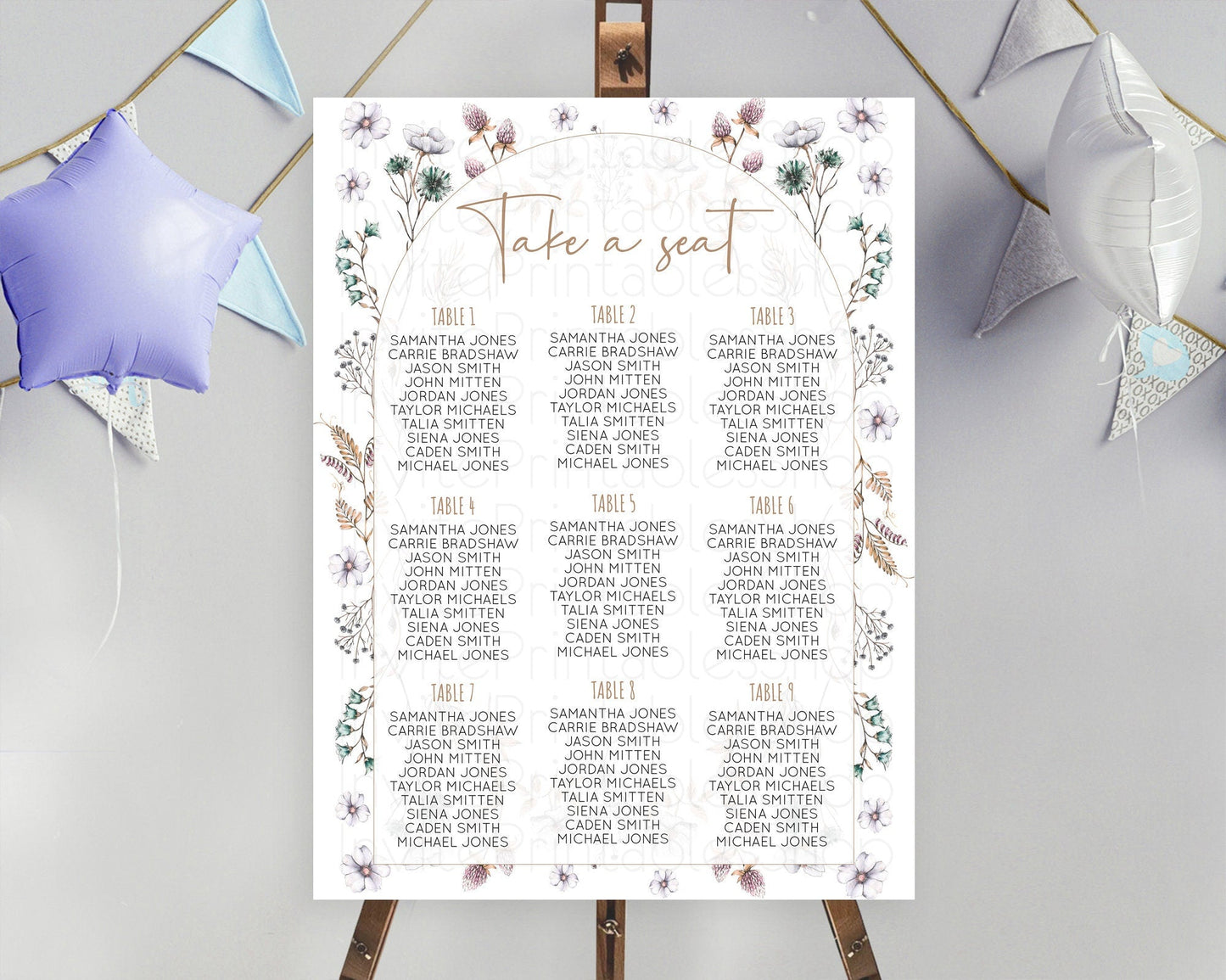 Secret Garden Seating Chart Wildflower Seating Chart Pastel Flowers Seating Chart Enchanted Garden Boho Floral Take A Seat Decor D10604