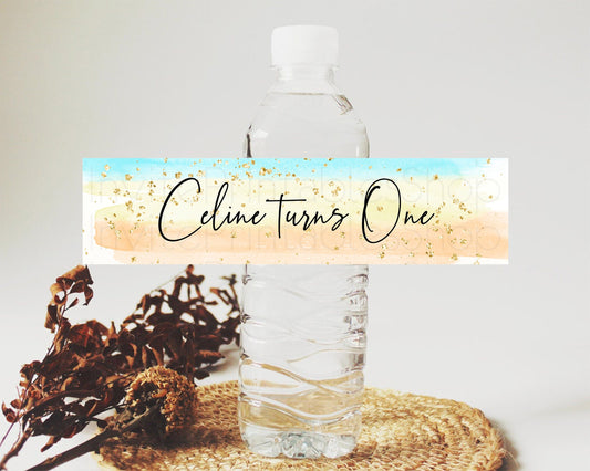 Editable Pastel Water Label Template Pastel Ombre Rainbow Watercolor Colorfu