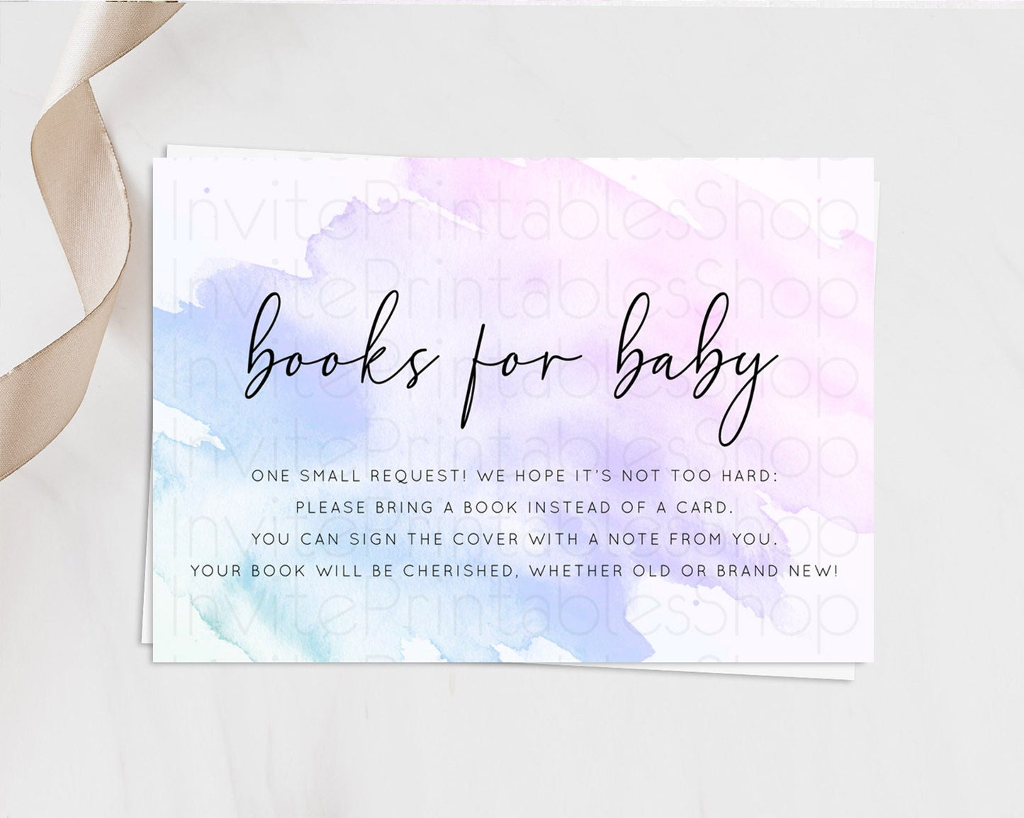 Purple Books For Baby Card Watercolor Book Insert Pastel Purple Baby Shower Book Card Purple Watercolor Guests Book Poem Request D10165