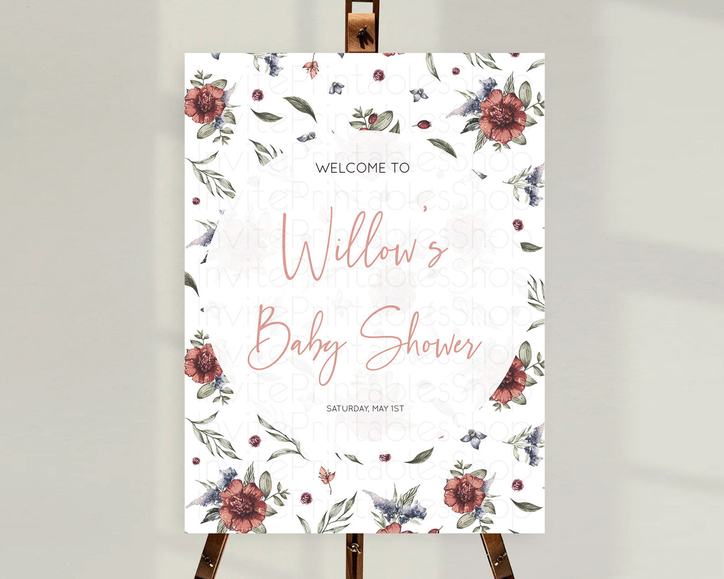 Secret Garden Baby Shower Welcome Sign Wildflower Welcome Board Pastel Flower Garden Welcome Poster Boho Wildflower Welcome Sign D10503