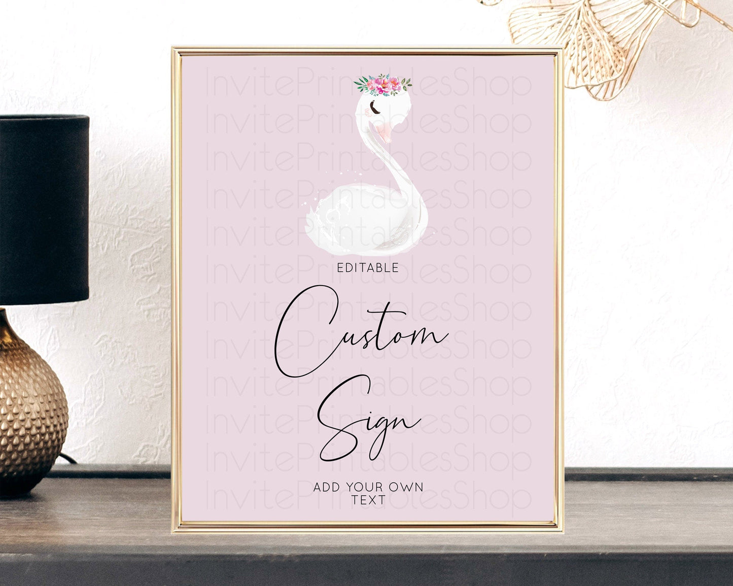 Swan Table Sign Decor Swan Princess Ballet Party Enchanted Swan Lake Secret Garden Pastel Floral 1st Birthday Baptism Baby Shower D10758