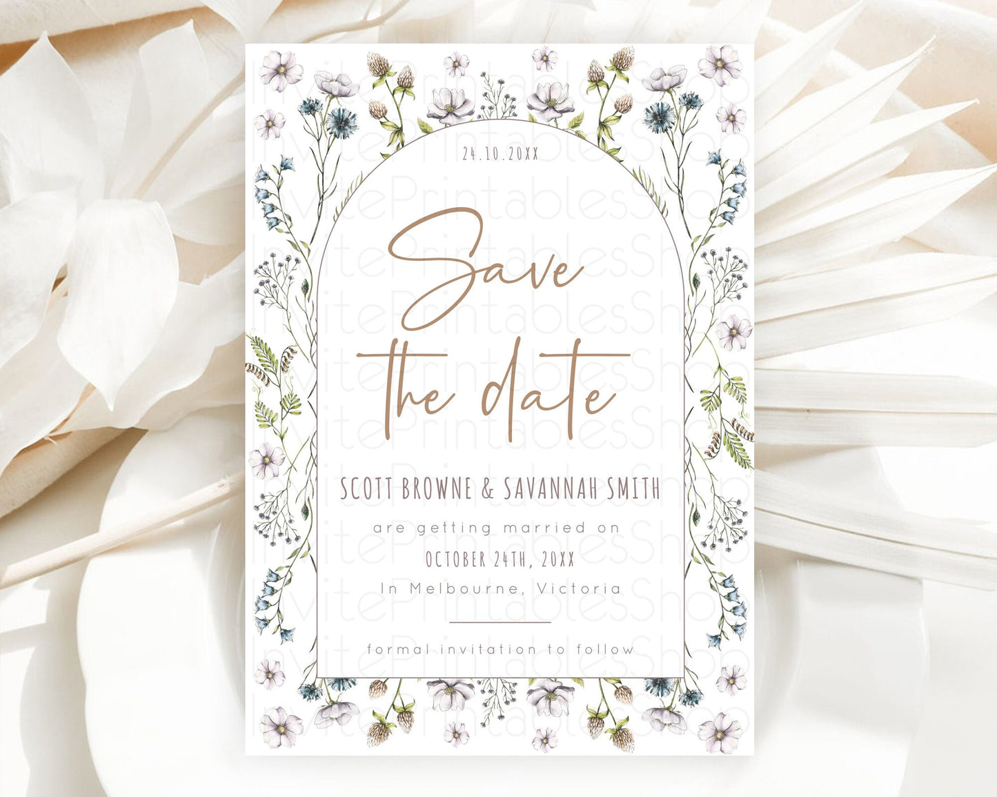 Wildflower Save The Date Template Secret Garden Save The Date Pastel Floral Garden Party Boho Flowers Birthday Baby Shower Wedding D10604