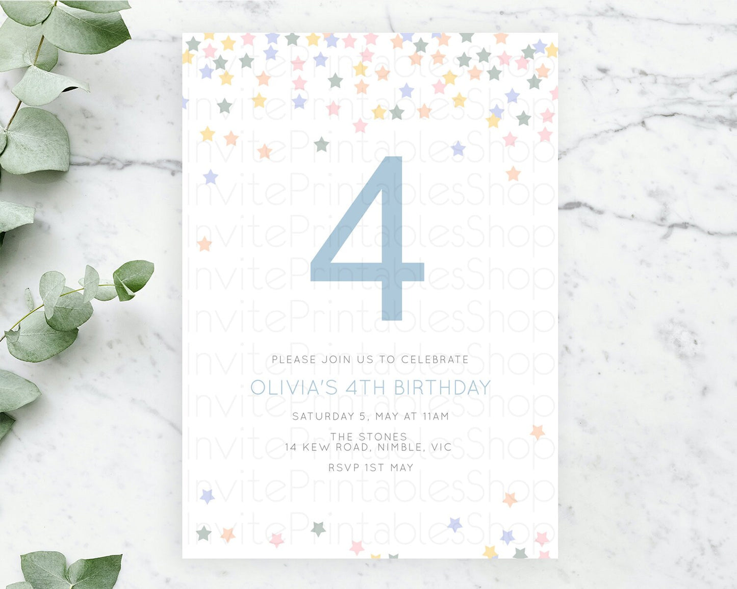 Star Birthday Invitation Pastel Stars Invite Shooting Star Party Rainbow Colorful Confetti Twinkle Little Star 2nd First Birthday D10795