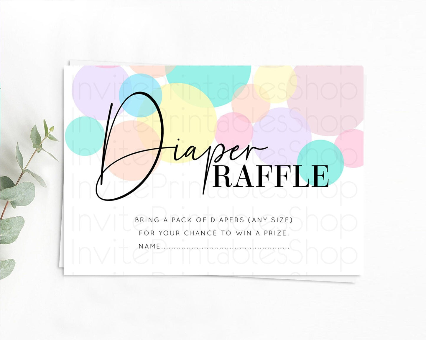 Editable Pastel Diaper Raffle Card Pastel Rainbow Diaper Raffle Insert Color