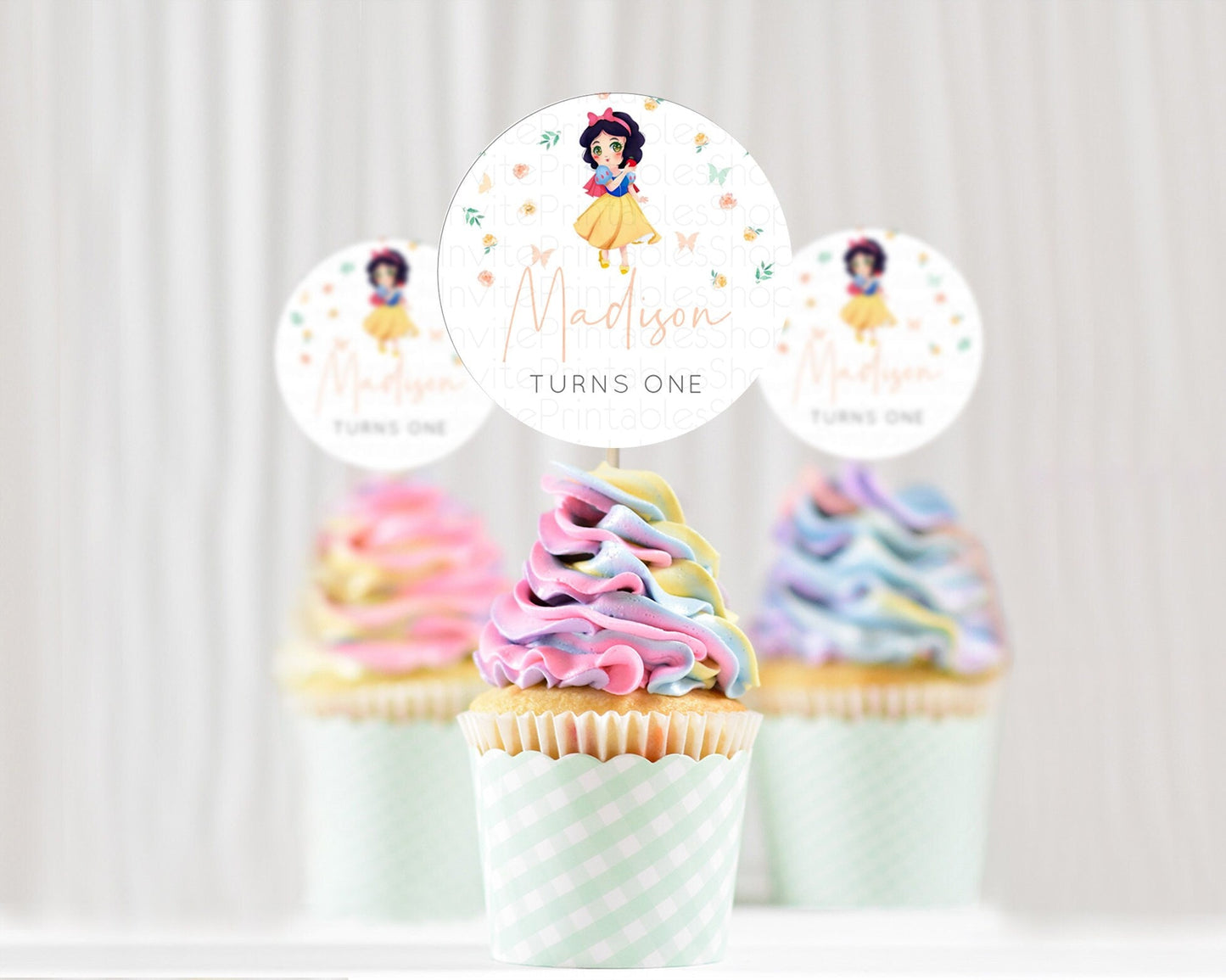 Princess Cupcake Toppers Castle Cupcake Toppers Royal Princess Decor Fairy Tale Enchanted Castle Pastel Floral Garden Table Number D10356