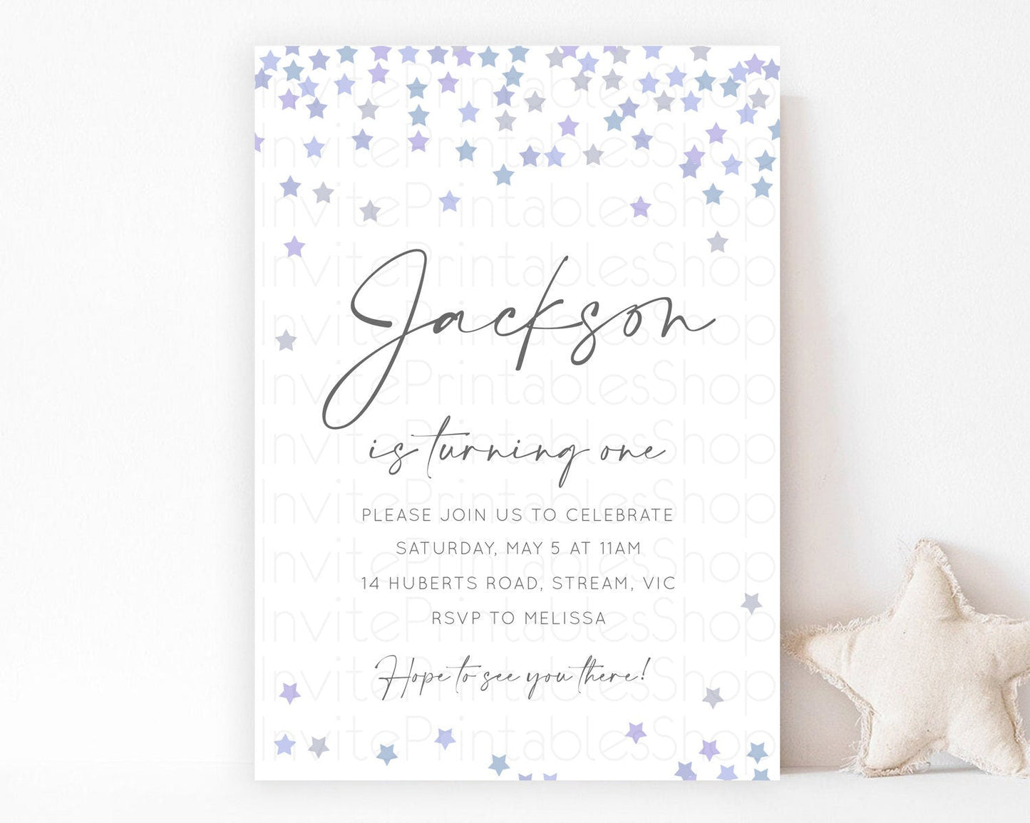 Star Birthday Invitation Pastel Stars Invite Shooting Star Party Rainbow Colorful Confetti Twinkle Little Star 2nd First Birthday D10341