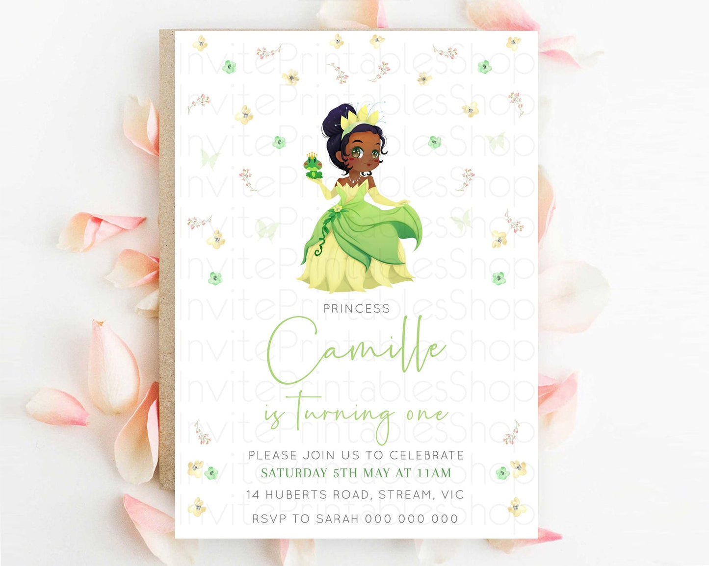 Princess Birthday Invitation Castle Invitation Royal Birthday Fairy Tale Enchanted Castle Pastel Floral Garden 1st First Birthday D10348