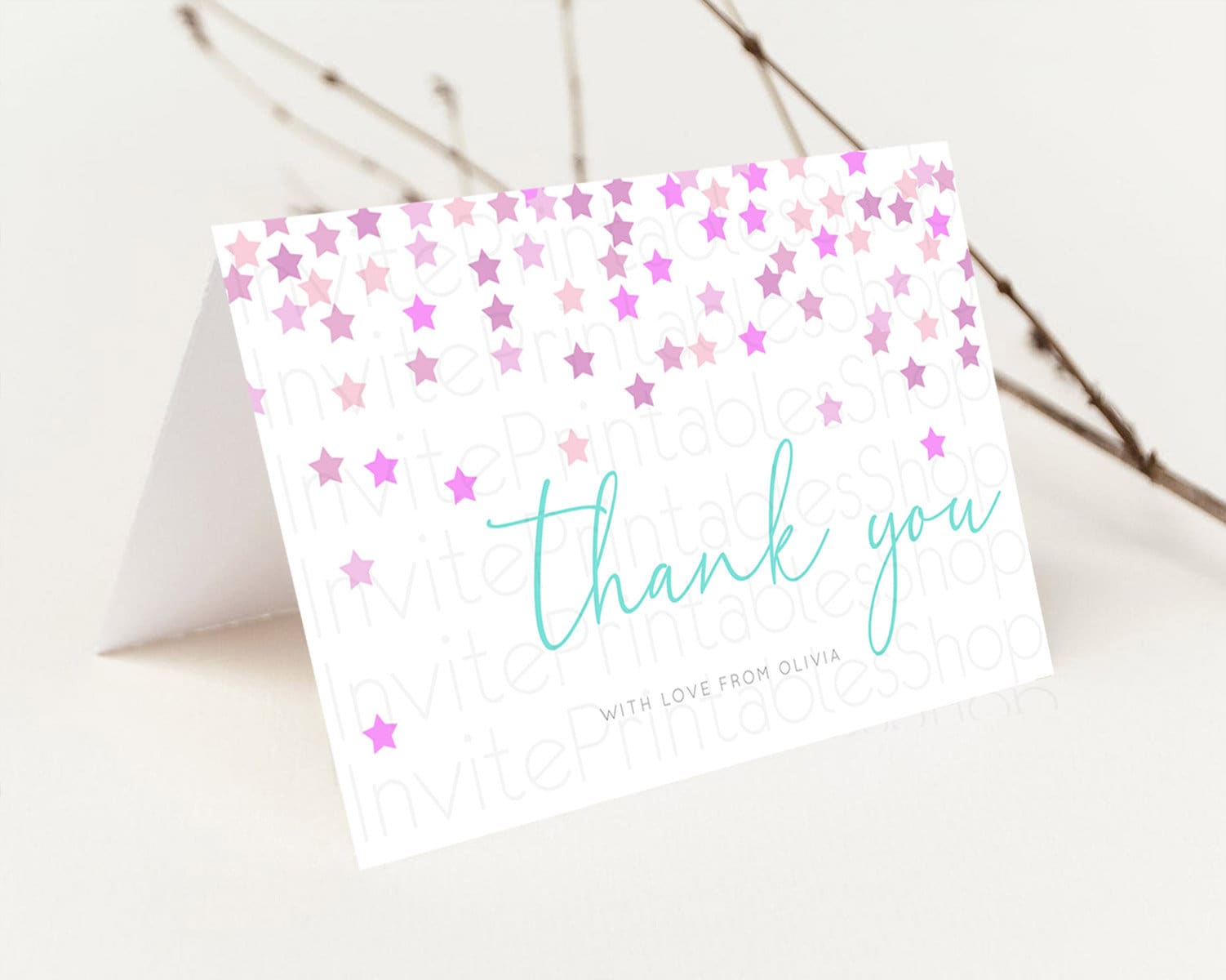 Editable Star Thank You Card Pastel Stars Thank You Shooting Star Rainbow Co