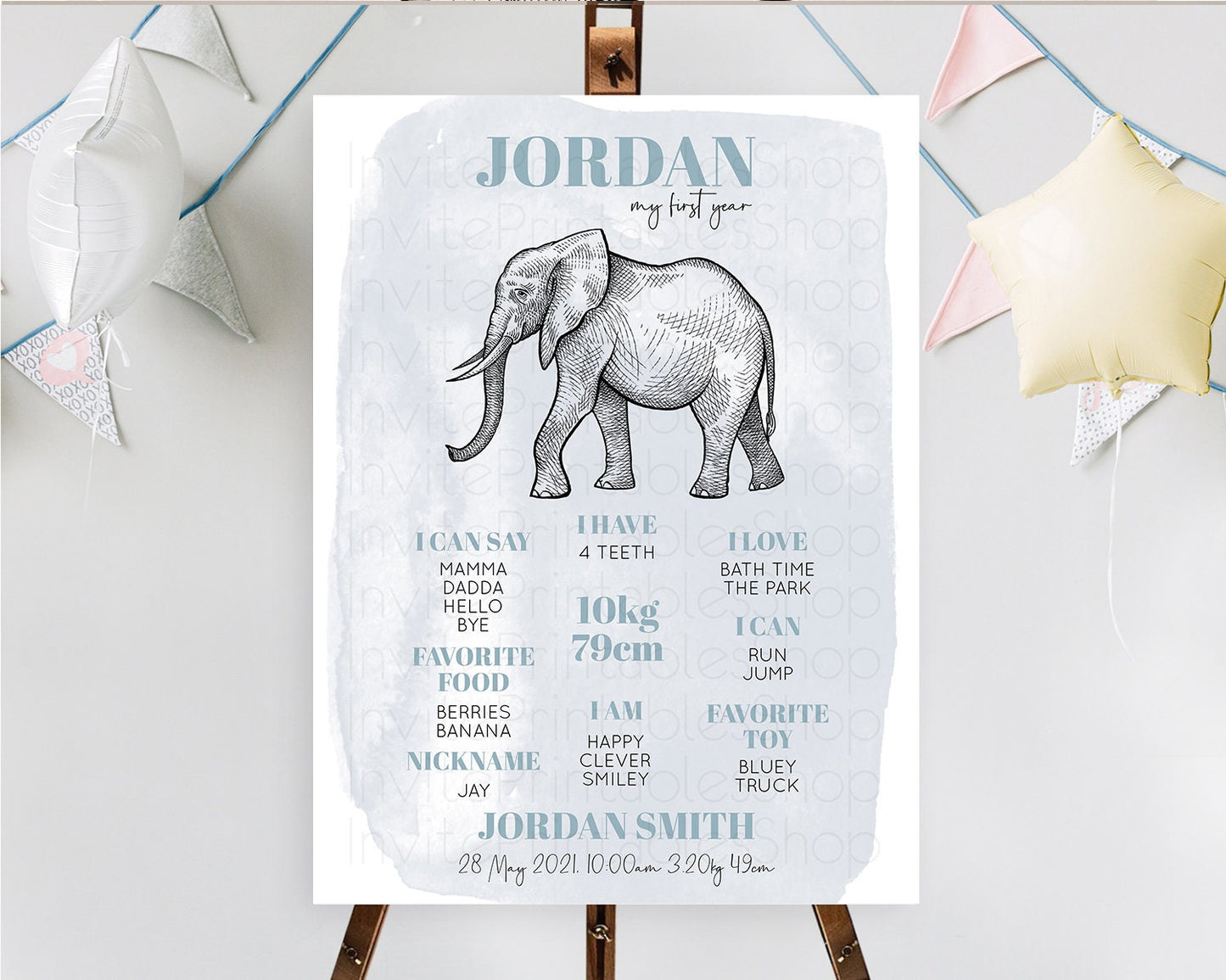 Elephant First Birthday Milestone Board Elephant Milestone Poster One Wild Year Safari Adventure Elephant Zoo Birthday Welcome Sign D10811