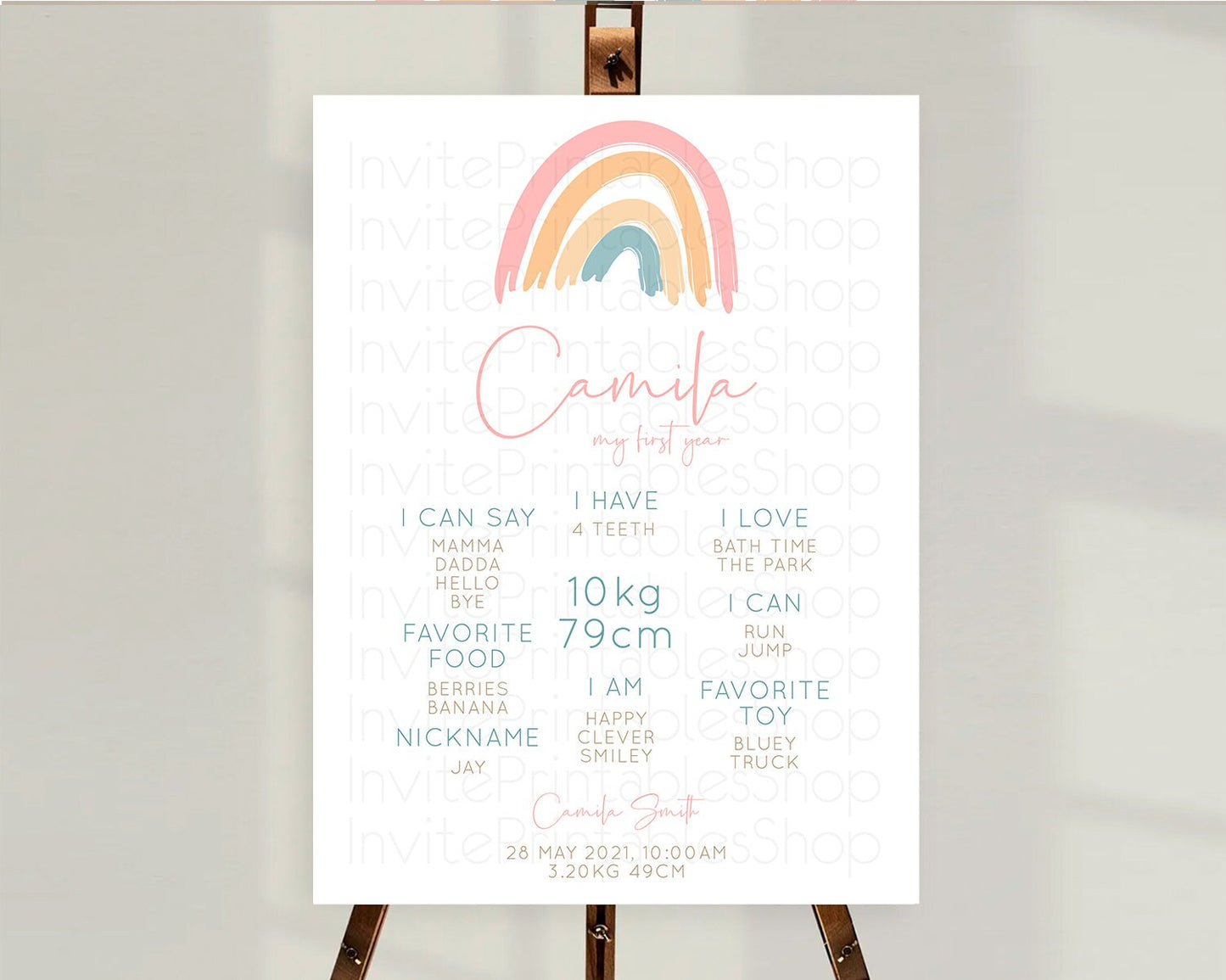 Pastel Rainbow First Birthday Milestone Poster Boho Rainbow Milestone Board Rainbow Milestone Pastel Milestone Rainbow 1st Birthday D10351