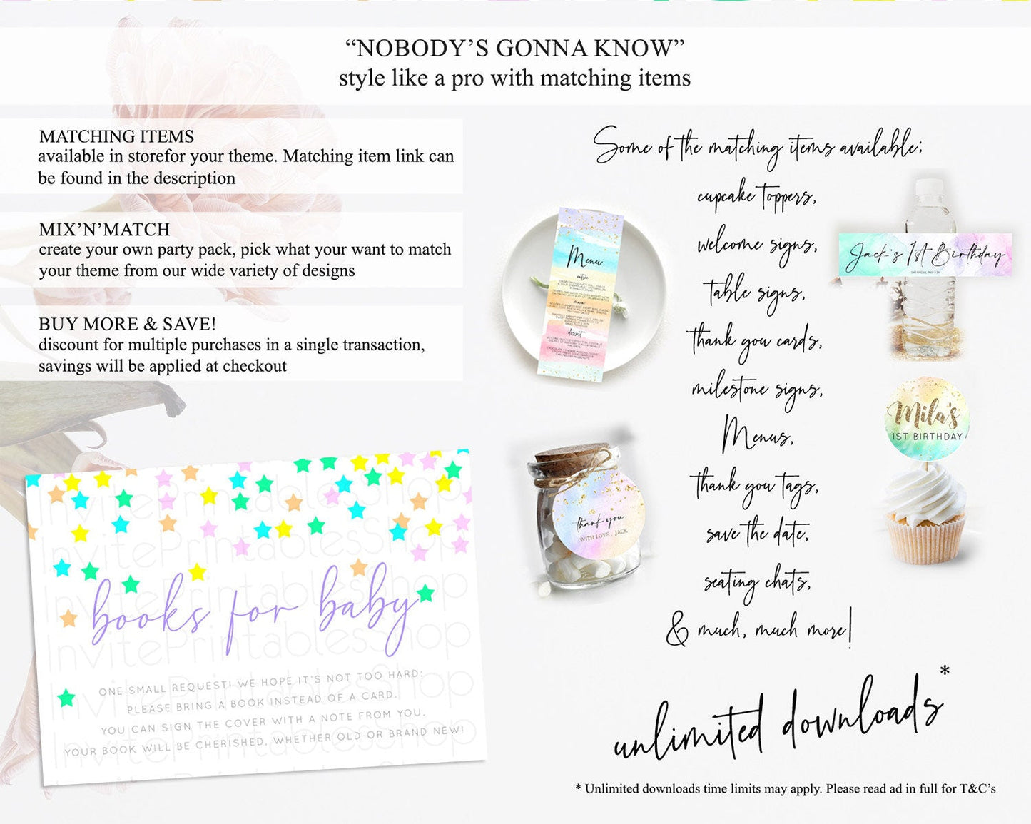 Pastel Star Books For Baby Card Shooting Star Book Insert Twinkle Little Star Book Card Rainbow Confetti Guests Book Poem Request D10394