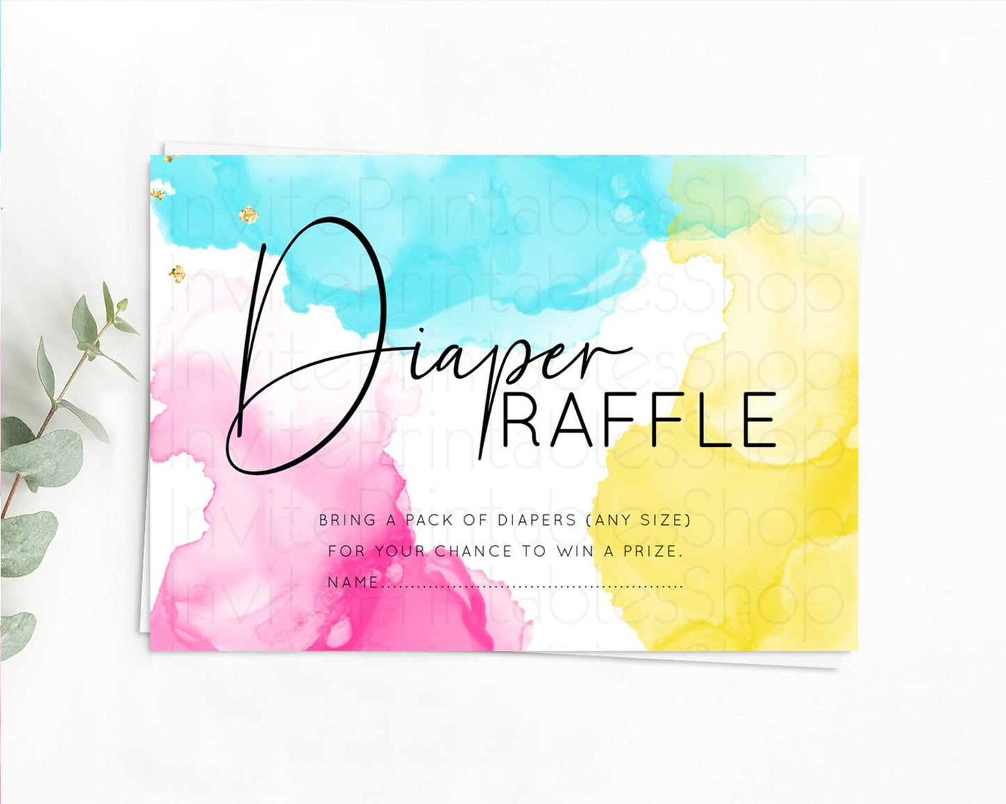 Pastel Diaper Raffle Card Pastel Rainbow Diaper Raffle Insert Colorful Ombre Watercolor Diaper Ticket Confetti Glitter Raffle Game D10898