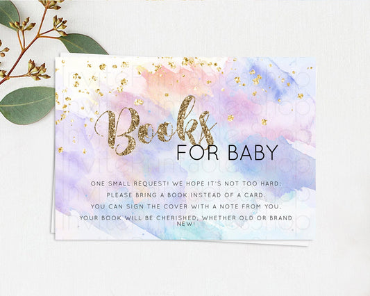 Editable Pastel Books For Baby Card Pastel Rainbow Book Insert Colorful Ombr