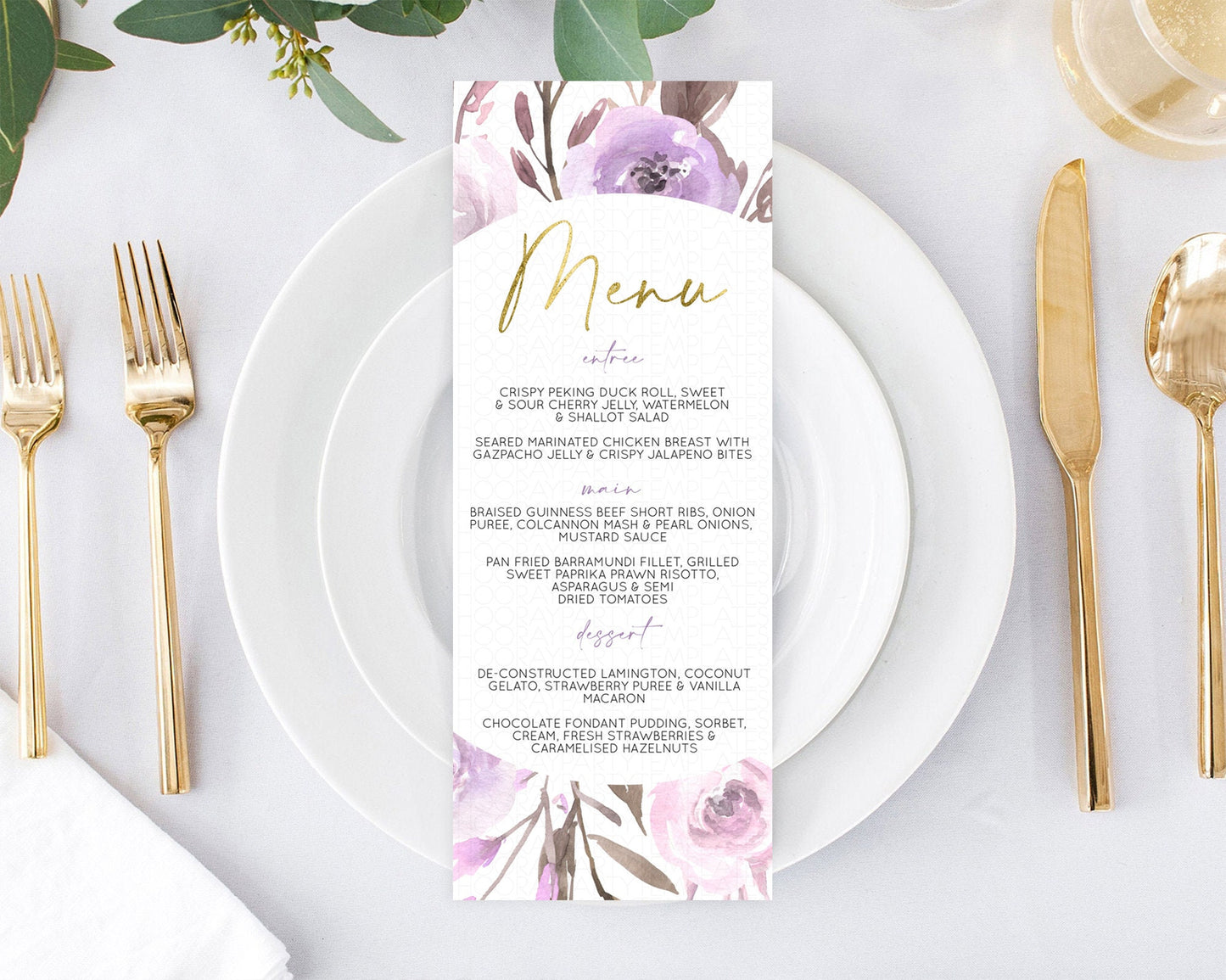 Secret Garden Menu Wildflower Menu Template Pastel Flower Garden Table Decor Boho Floral Dinner Dessert Floral Party Food Menu D10201