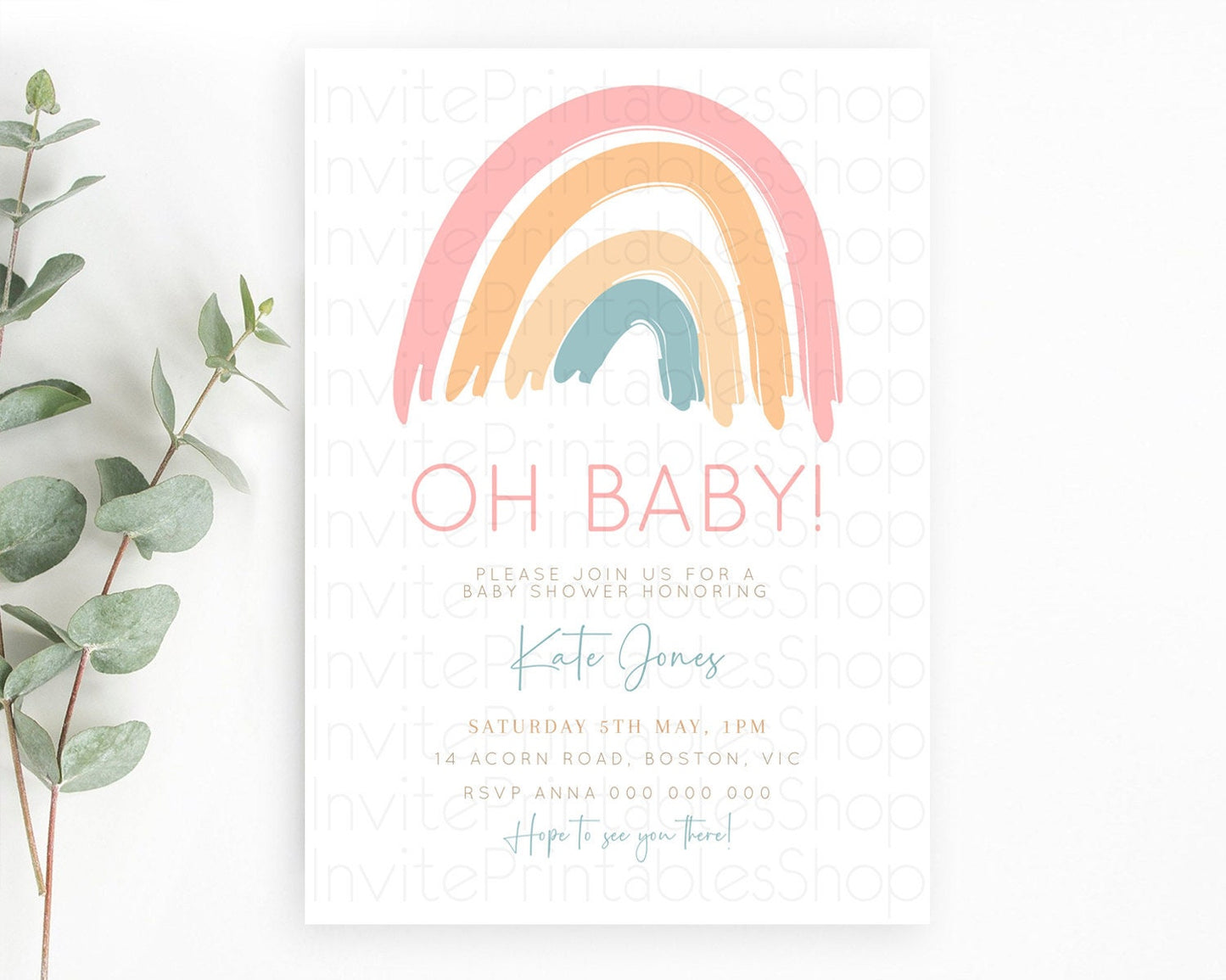 Pastel Rainbow Baby Shower Invitation Pastel Rainbow Invitation Rainbow Baby Invitation Pastel Invitation Boho Rainbow Invitation D10351