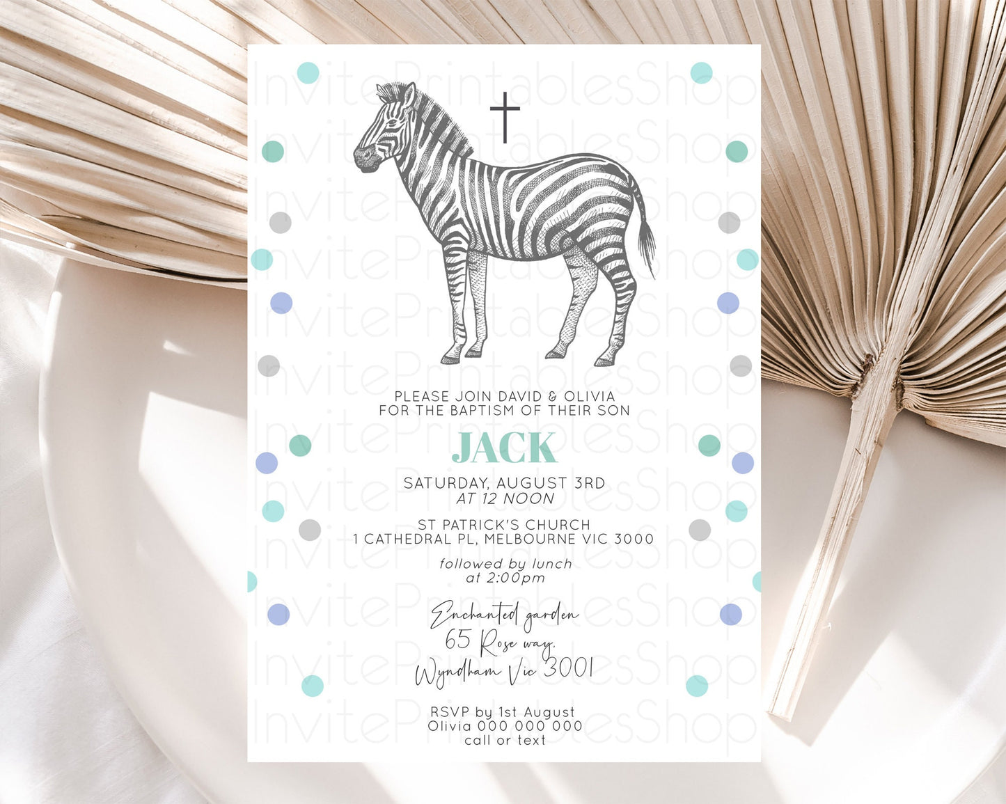 Zebra Baptism Invitation Zebra Baptism 1st Birthday Invitation Jungle Safari Christening Invite Watercolor Tropical Zoo Adventure D10856