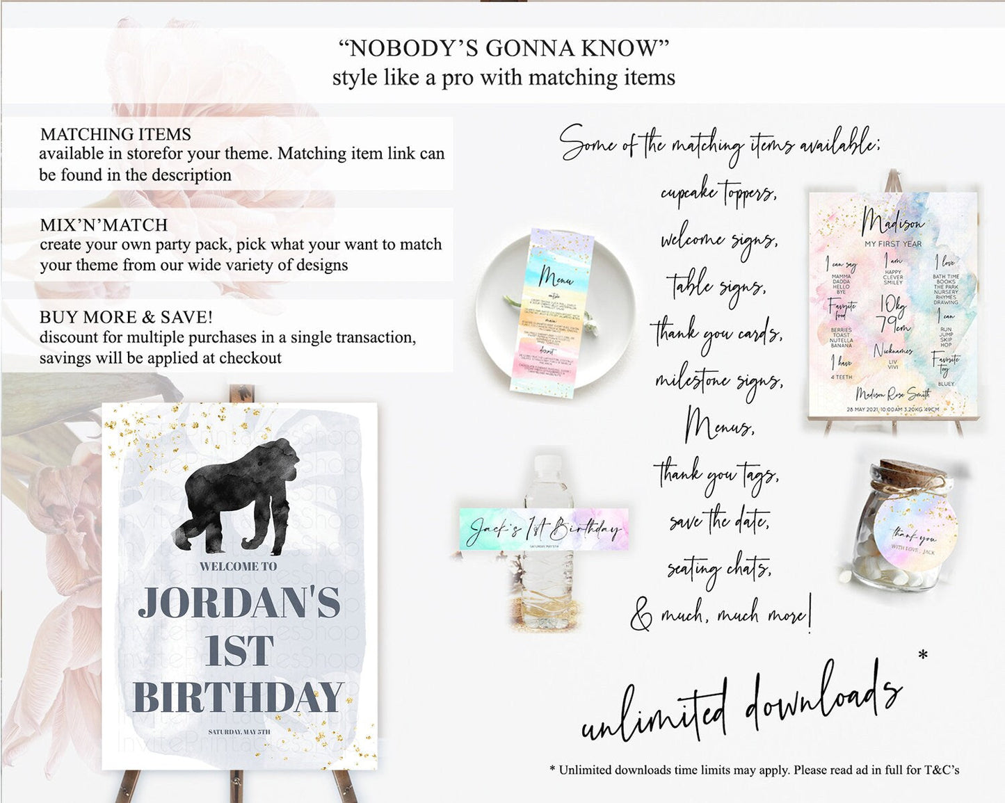 Gorilla Welcome Sign Gorilla Welcome Board Gorilla Party Welcome Poster Safari Adventure Decor Gorilla First Birthday Welcome Sign D10443