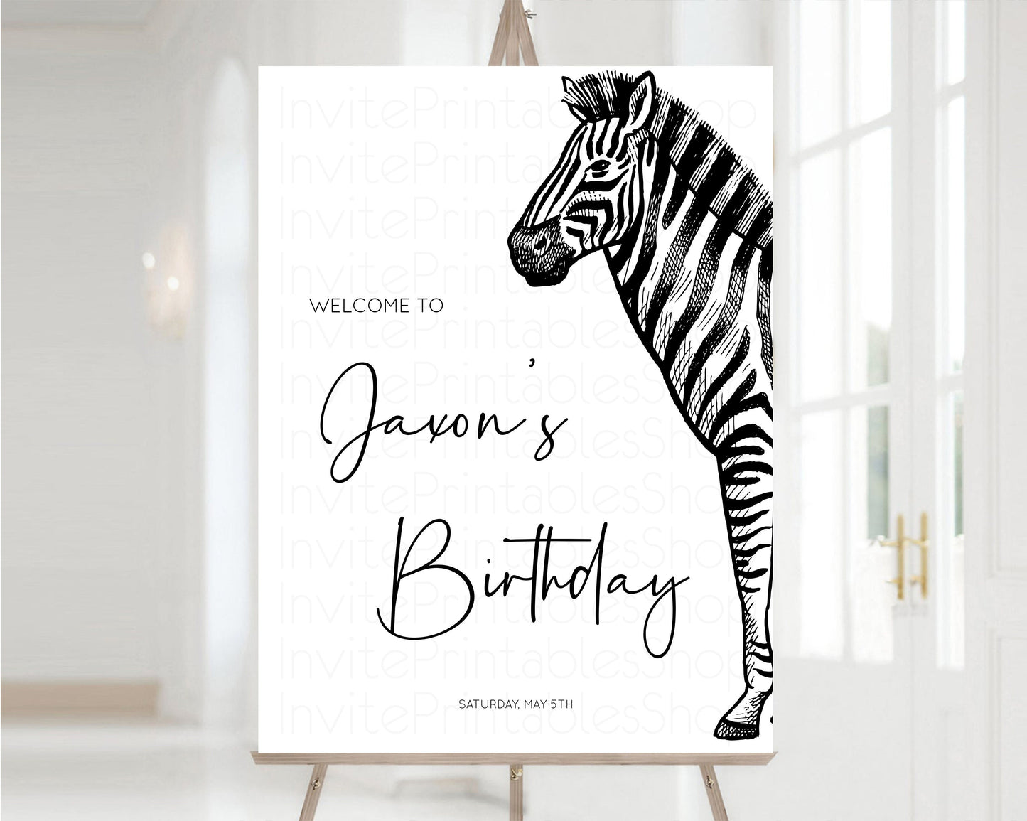 Zebra Welcome Sign Black White 1st Birthday Board White Birthday Board Simple Zebra Welcome Board Safari Welcome Birthday Poster Zoo 256