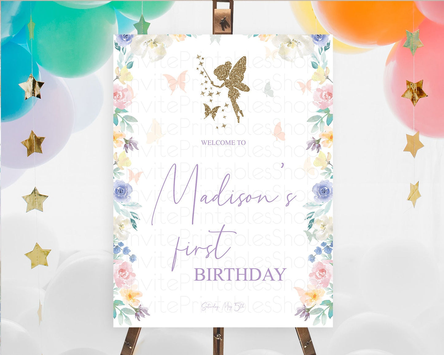 Fairy Welcome Sign Fairy Welcome Board Enchanted Garden Pastel Floral Butterfly Decor Secret Garden First Birthday Welcome Sign D10761