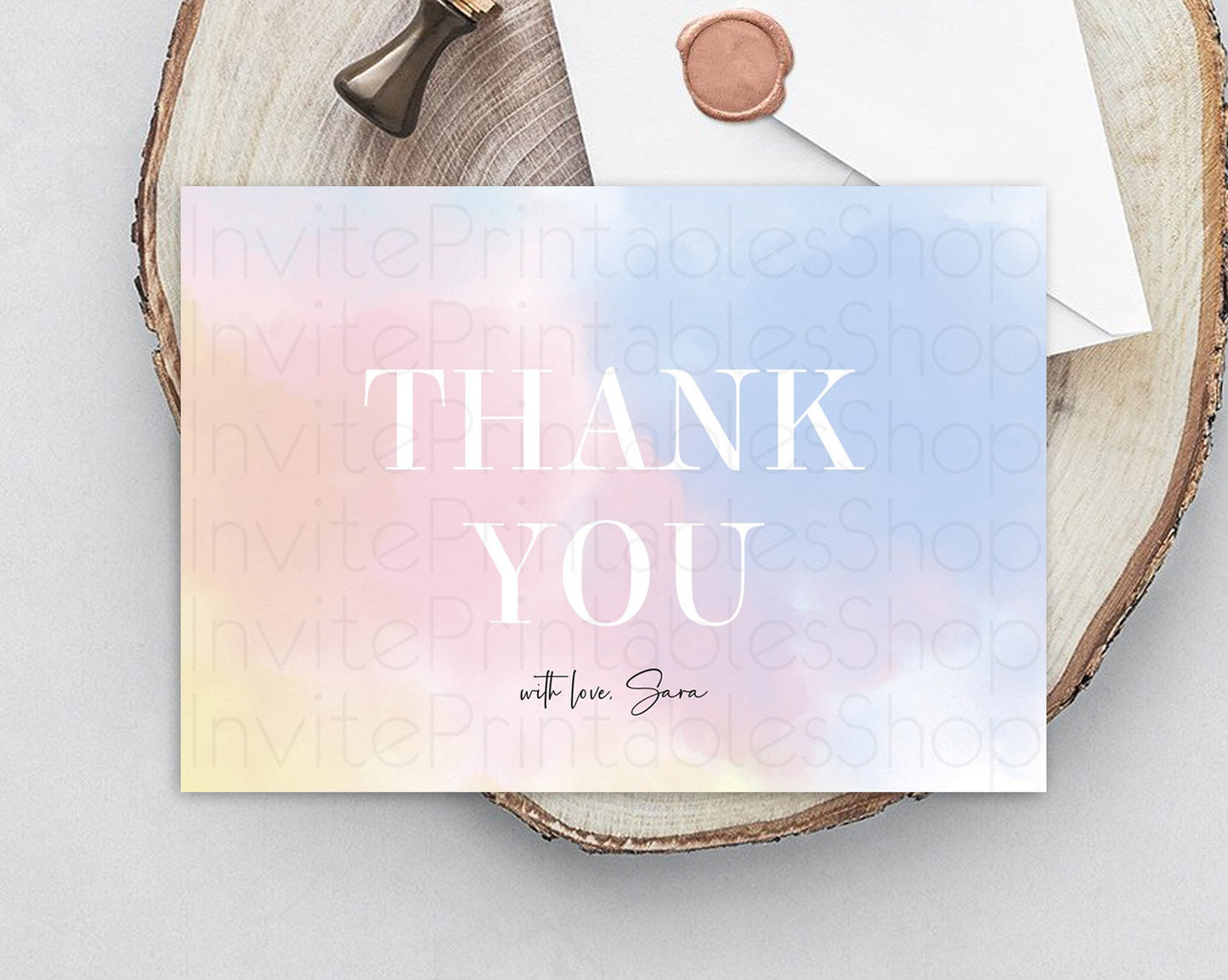 Pastel Thank You Rainbow Thank You Card Colorful Pastel Birthday Thank You Card Confetti Watercolor Pastel Teacher Thank You Cards D10373