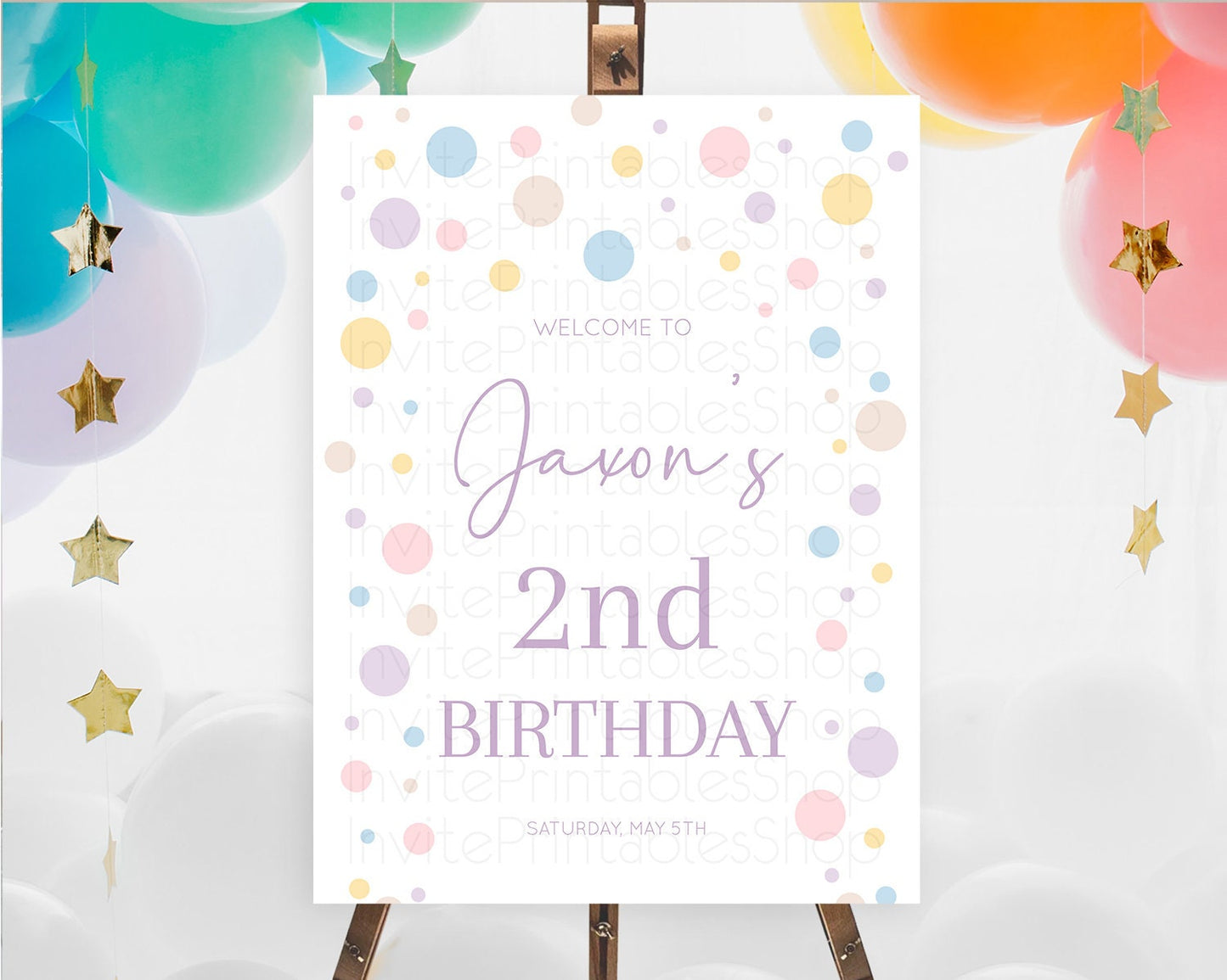 Rainbow Welcome Sign Pastel Welcome Board Pastel Rainbow Confetti Welcome Sign Colorful Bubbles Pastel First Birthday Welcome Sign D10759