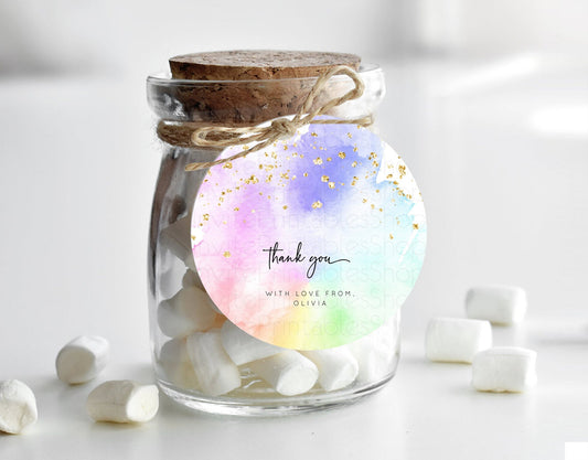 Editable Pastel Thank You Tags Rainbow Thank You Gift Tags Colorful Pastel F
