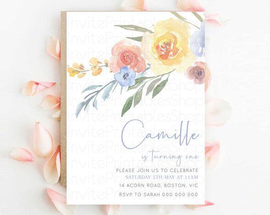 Editable Secret Garden Invitation Wildflower Birthday Invitation Pastel Flow