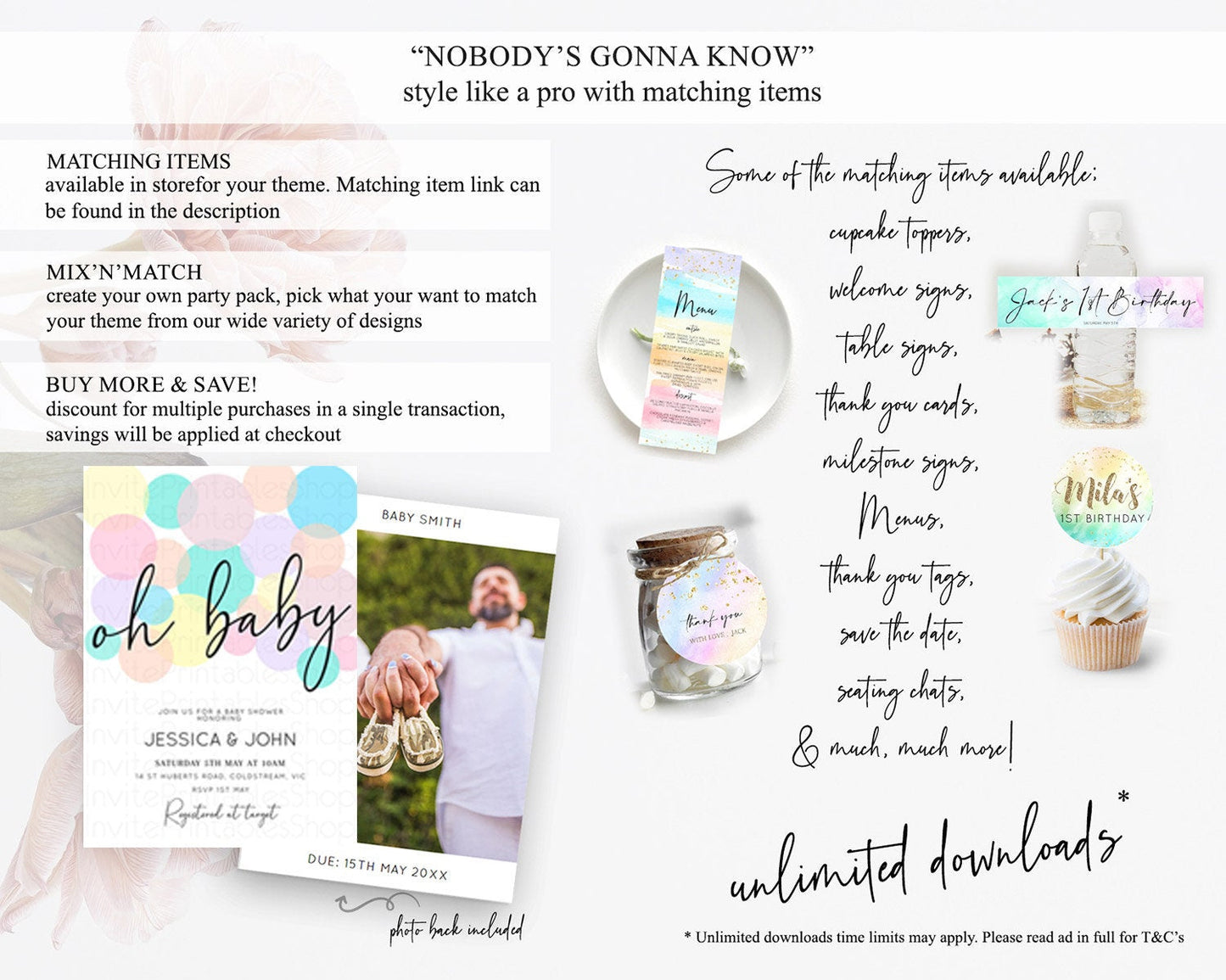 Pastel Rainbow Baby Shower Invitation Pastel Invitation Sprinkles Bubbles Invitation Colorful Rainbow Confetti Pink Blue Yellow Theme D10784