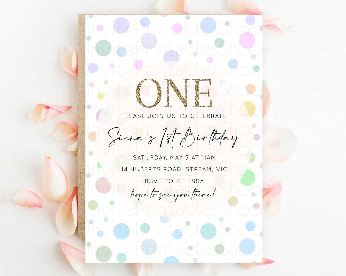 Pastel Birthday Invitation Pastel Confetti Birthday Invitation Bubbles Invitation Colorful Rainbow Confetti 2nd 1st First Birthday D10135