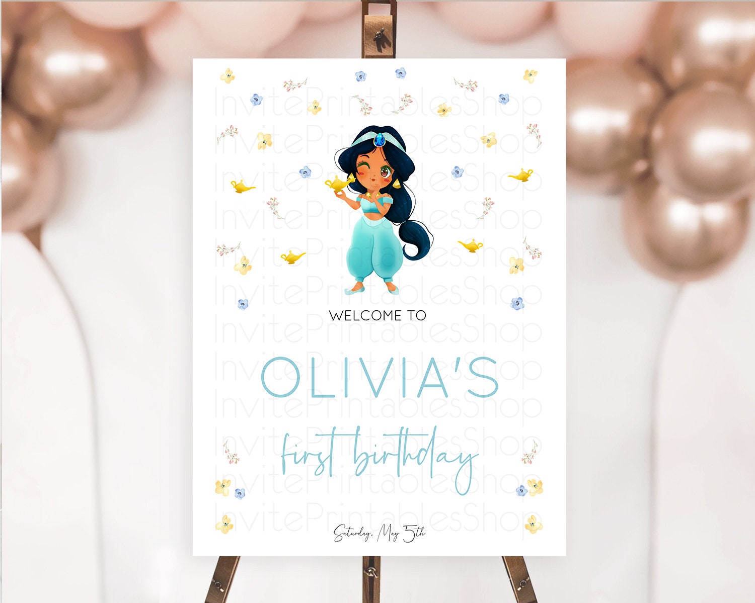 Editable Princess Birthday Welcome Sign Castle Welcome Board Secret Garden E