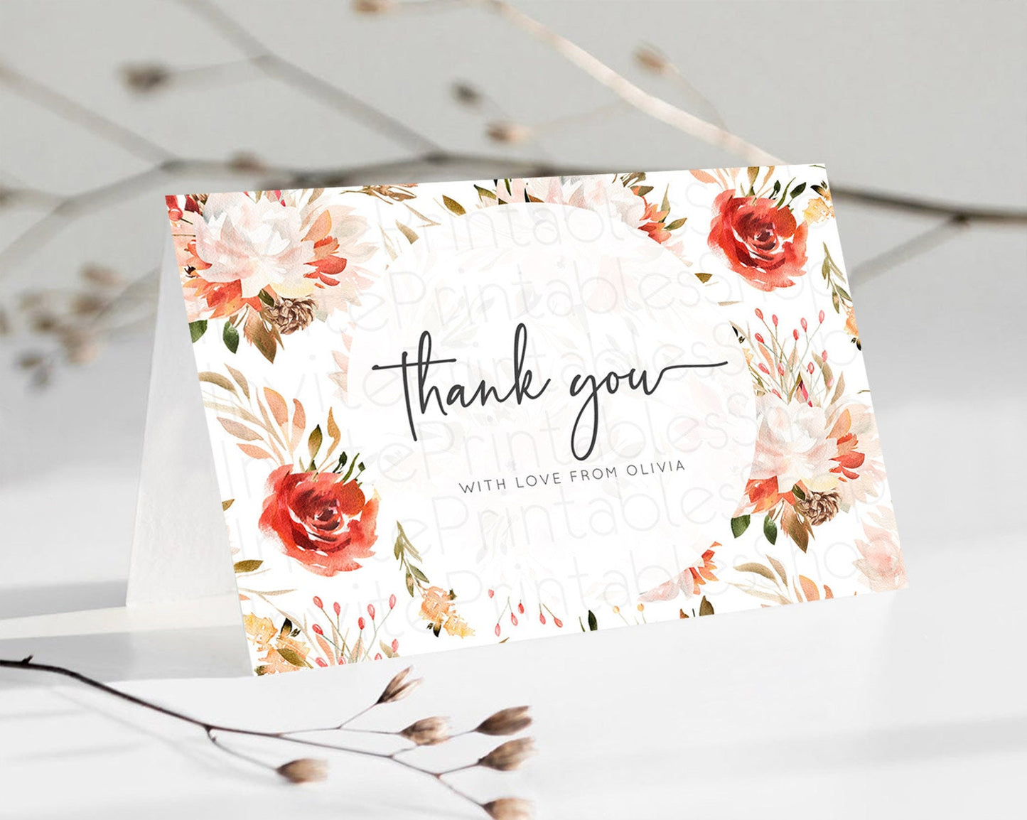 Secret Garden Thank You Wildflower Thank You Card Pastel Flower Garden Birthday Thank You Card Boho Floral Teacher Thank You Card D10540