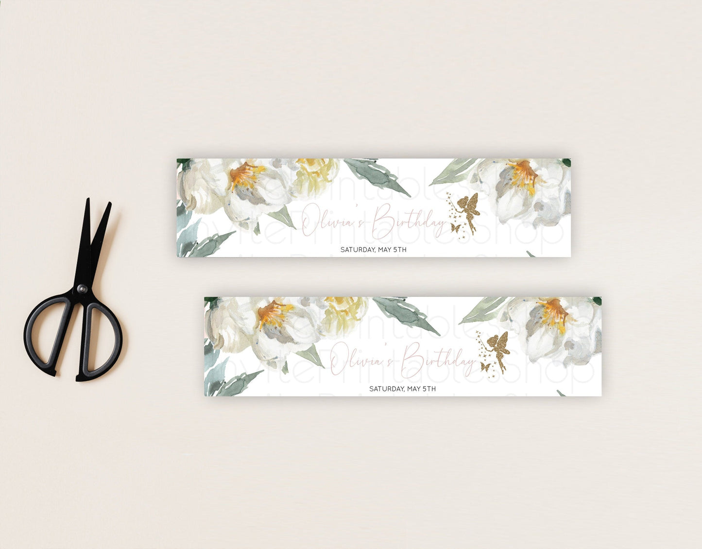 Fairy Water Label Enchanted Garden Pastel Floral Butterfly Party Decor Secret Garden Birthday Baptism Baby Shower Bridal Shower D10800