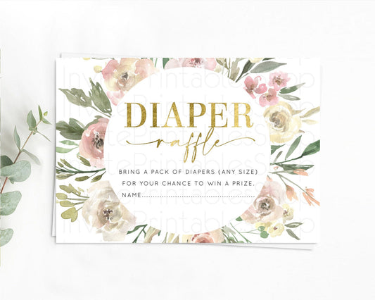 Editable Secret Garden Diaper Raffle Card Boho Wildflower Diaper Raffle Inse